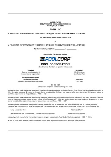 Thumbnail POOLCORP 10-Q Quarterly Report FY 