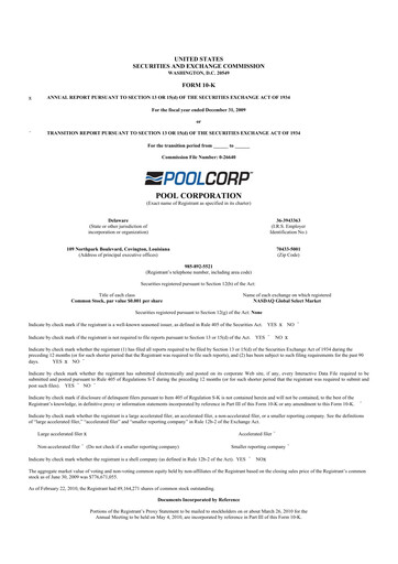 Thumbnail POOLCORP 10-K Annual Report 