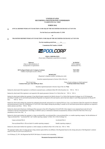 Thumbnail POOLCORP 10-K Annual Report 2010