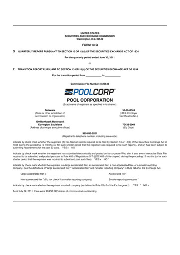 Thumbnail POOLCORP 10-Q Quarterly Report FY2011 