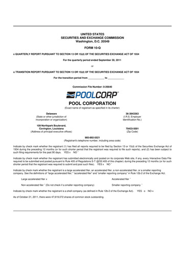 Thumbnail POOLCORP 10-Q Quarterly Report FY2011 