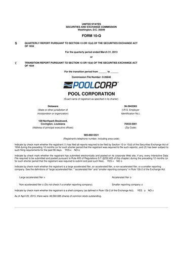 Thumbnail POOLCORP 10-Q Quarterly Report FY2013 