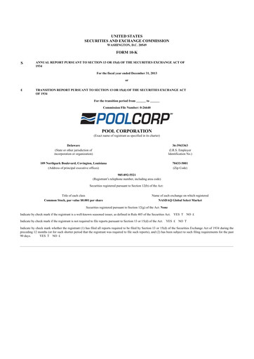 Thumbnail POOLCORP 10-K Annual Report 2013