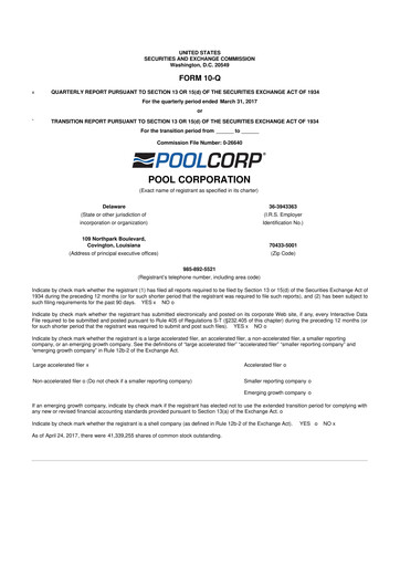 Thumbnail POOLCORP 10-Q Quarterly Report FY2017 