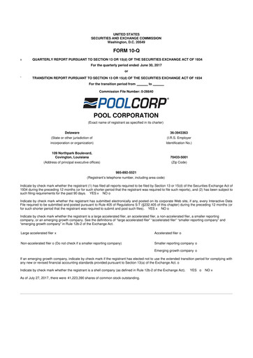 Thumbnail POOLCORP 10-Q Quarterly Report FY2017 