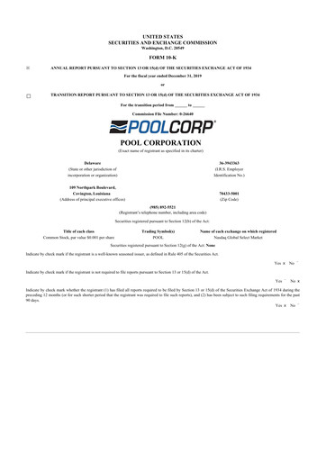Thumbnail POOLCORP 10-K Annual Report 2019