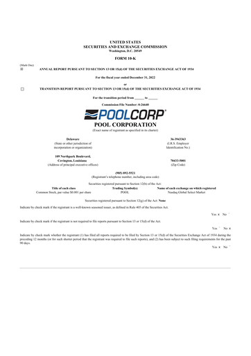 Thumbnail POOLCORP 10-K Annual Report 2022