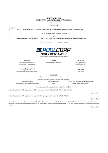 Thumbnail POOLCORP 10-K Annual Report 2024