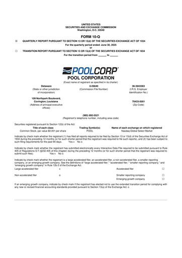 Thumbnail POOLCORP 10-Q Quarterly Report FY2025 