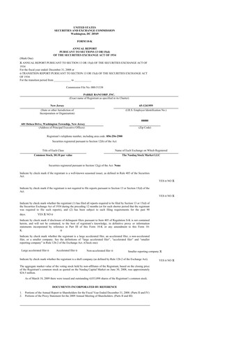 Thumbnail Parke Bancorp 10-K Annual Report 