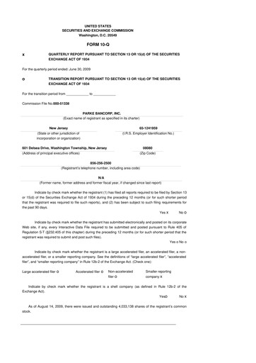 Thumbnail Parke Bancorp 10-Q Quarterly Report FY 