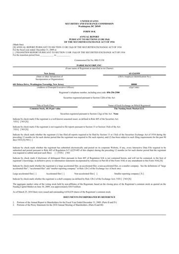 Thumbnail Parke Bancorp 10-K Annual Report 