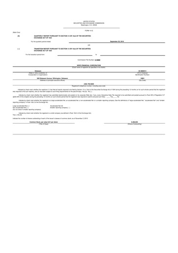 Thumbnail WSFS Financial 10-Q Quarterly Report FY 