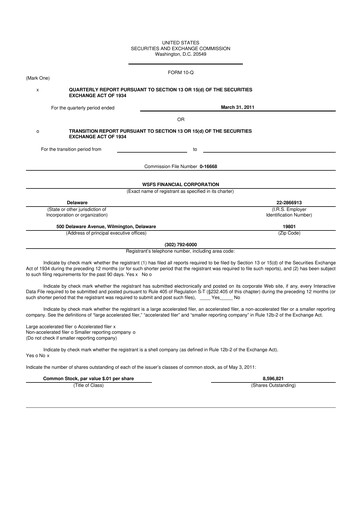 Thumbnail WSFS Financial 10-Q Quarterly Report FY 