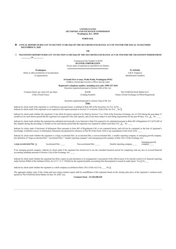 Miniature Banner Bank
 10-K Rapport annuel 2020