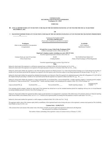 Miniature Banner Bank
 10-K Rapport annuel 2021