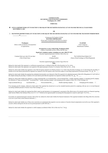 Miniature Banner Bank
 10-K Rapport annuel 2022