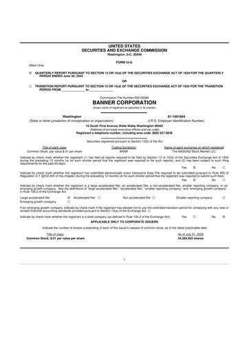 Thumbnail Banner Bank
 10-Q Quarterly Report FY2025 