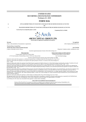 Miniature Arch Capital 10-K Rapport annuel 2014