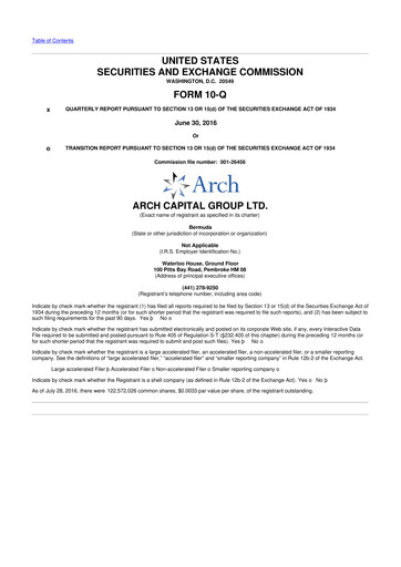 Vorschaubild Arch Capital 10-Q Quartalsbericht 2016 