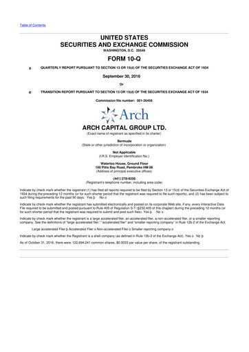 Vorschaubild Arch Capital 10-Q Quartalsbericht 2016 