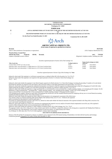 Miniature Arch Capital 10-K Rapport annuel 2023