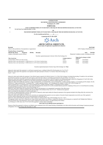 Miniature Arch Capital 10-K Rapport annuel 2024