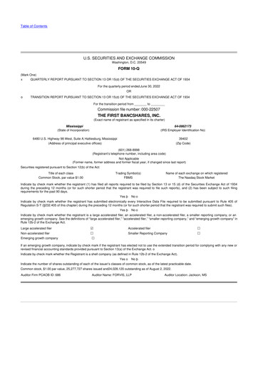 Thumbnail The First Bancshares 10-Q Quarterly Report FY2022 