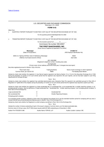 Thumbnail The First Bancshares 10-Q Quarterly Report FY2022 