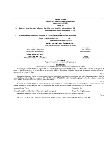 Thumbnail CION Investment Corporation 10-Q Quarterly Report FY 