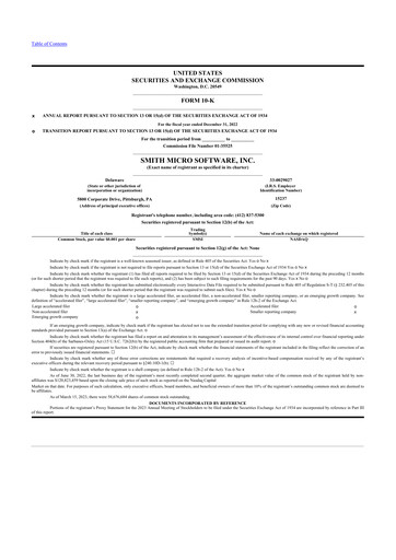 Thumbnail Smith Micro Software
 10-K Annual Report 2022