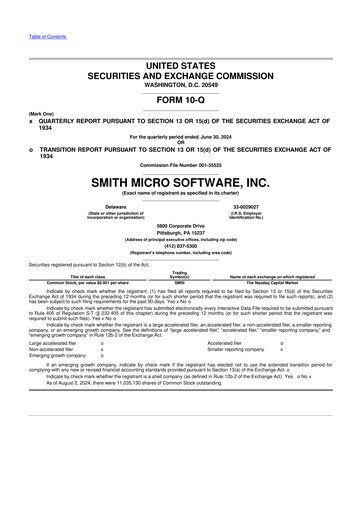 Thumbnail Smith Micro Software
 10-Q Quarterly Report FY2024 