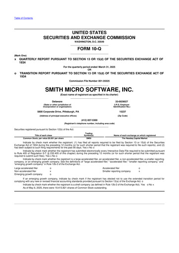 Thumbnail Smith Micro Software
 10-Q Quarterly Report FY2025 