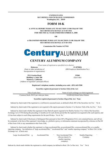 Thumbnail Century Aluminum
 10-K Annual Report 
