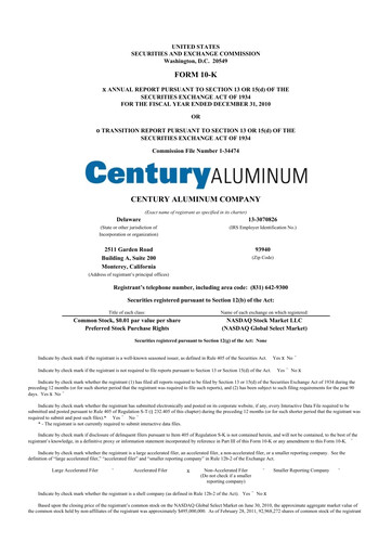 Thumbnail Century Aluminum
 10-K Annual Report 