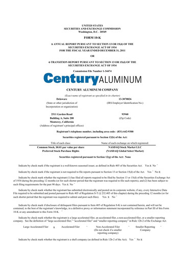 Thumbnail Century Aluminum
 10-K Annual Report 2011