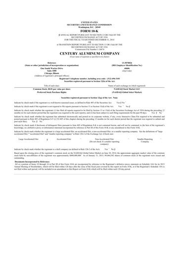 Thumbnail Century Aluminum
 10-K Annual Report 2014