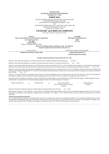 Thumbnail Century Aluminum
 10-K Annual Report 2016