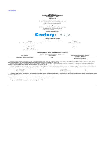Miniature Century Aluminum
 10-Q Rapport trimestriel 2025 
