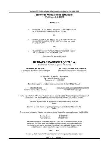 Vorschaubild Ultrapar Participacoes 20-F Jahresbericht 