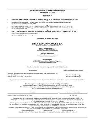 Vorschaubild BBVA Argentina 20-F Jahresbericht 