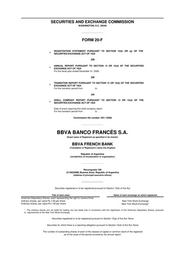 Vorschaubild BBVA Argentina 20-F Jahresbericht 