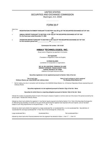 Thumbnail Himax Technologies 20-F Annual Report 