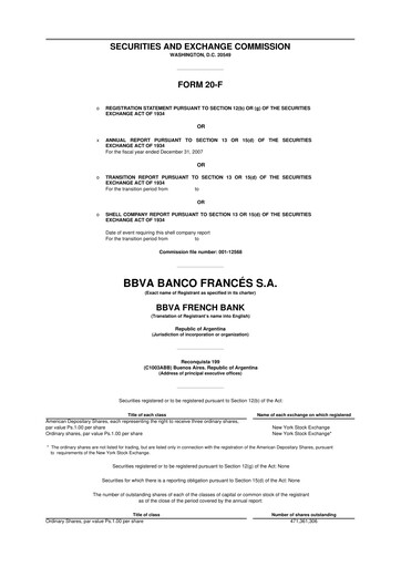 Vorschaubild BBVA Argentina 20-F Jahresbericht 