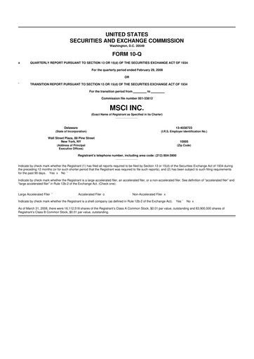 Vorschaubild MSCI 10-Q Quartalsbericht  