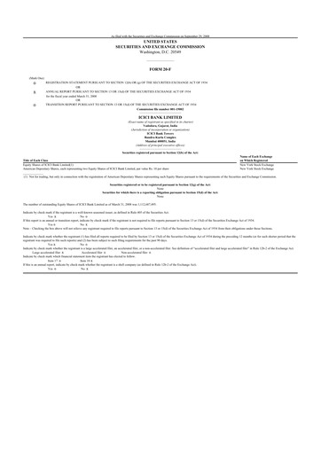 Thumbnail ICICI Bank 20-F Annual Report 