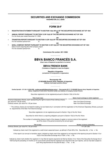 Vorschaubild BBVA Argentina 20-F Jahresbericht 