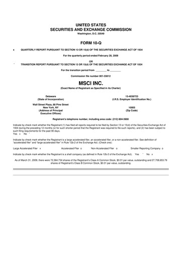 Vorschaubild MSCI 10-Q Quartalsbericht  