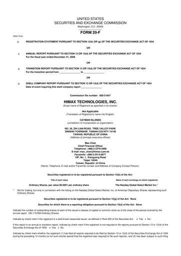 Thumbnail Himax Technologies 20-F Annual Report 