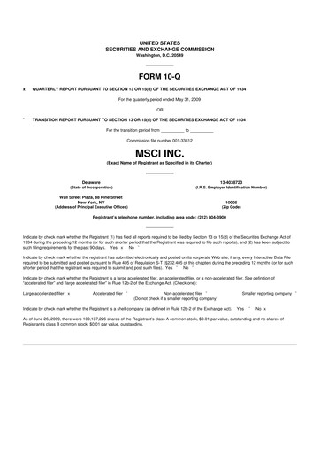 Vorschaubild MSCI 10-Q Quartalsbericht  